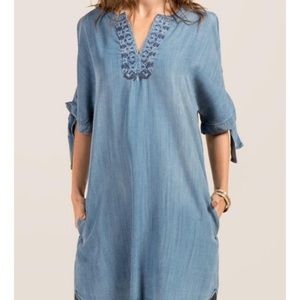 NWT Chambray Dress with Cut Out Sleeves
